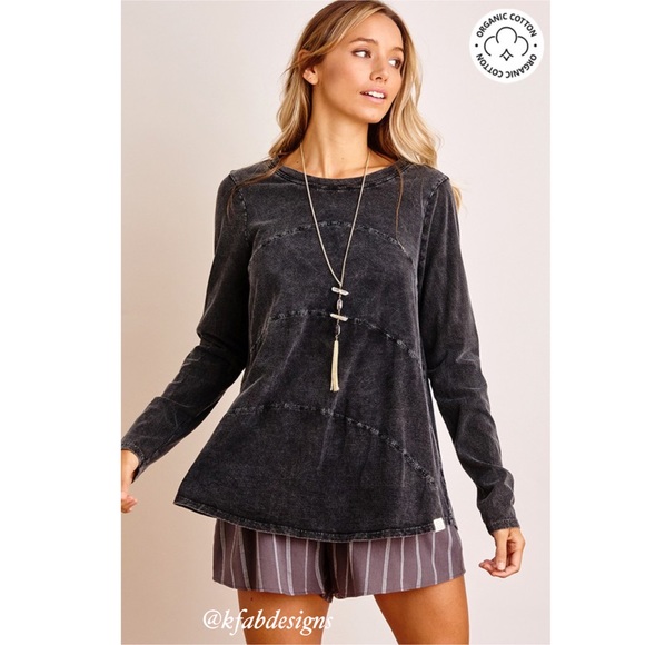 LAST 3! 100% Organic Cotton Mineral Washed A Line Deep Charcoal Top! - Picture 4 of 7